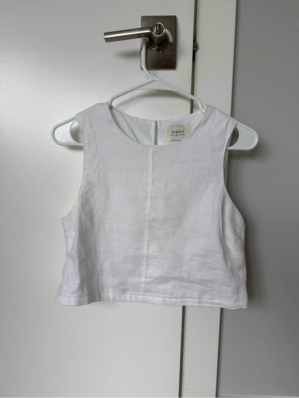 DISSH Monica White Linen Crop top